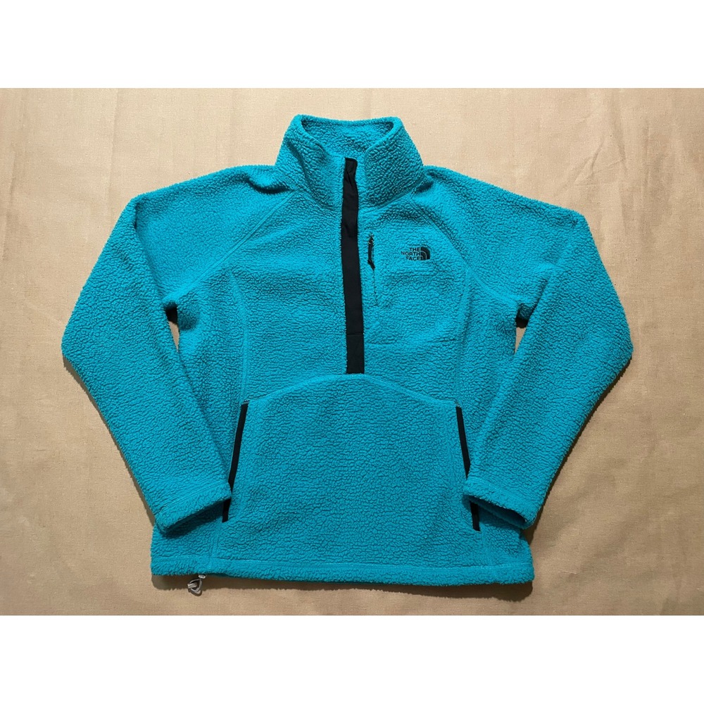 The North Face Women's 1/4 Snap Fleece Pullover Sz L Teal Granola Girl Gorpcore